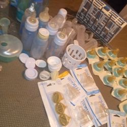 Huge Lot Of Dr Browns Bottles, Nipples, Pacifiers