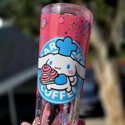 Cinnamon roll 24oz acrylic lava drip snowglobe tumbler Starbucks style