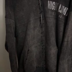 Washed Distressed Full Zip Hoodie Size XL