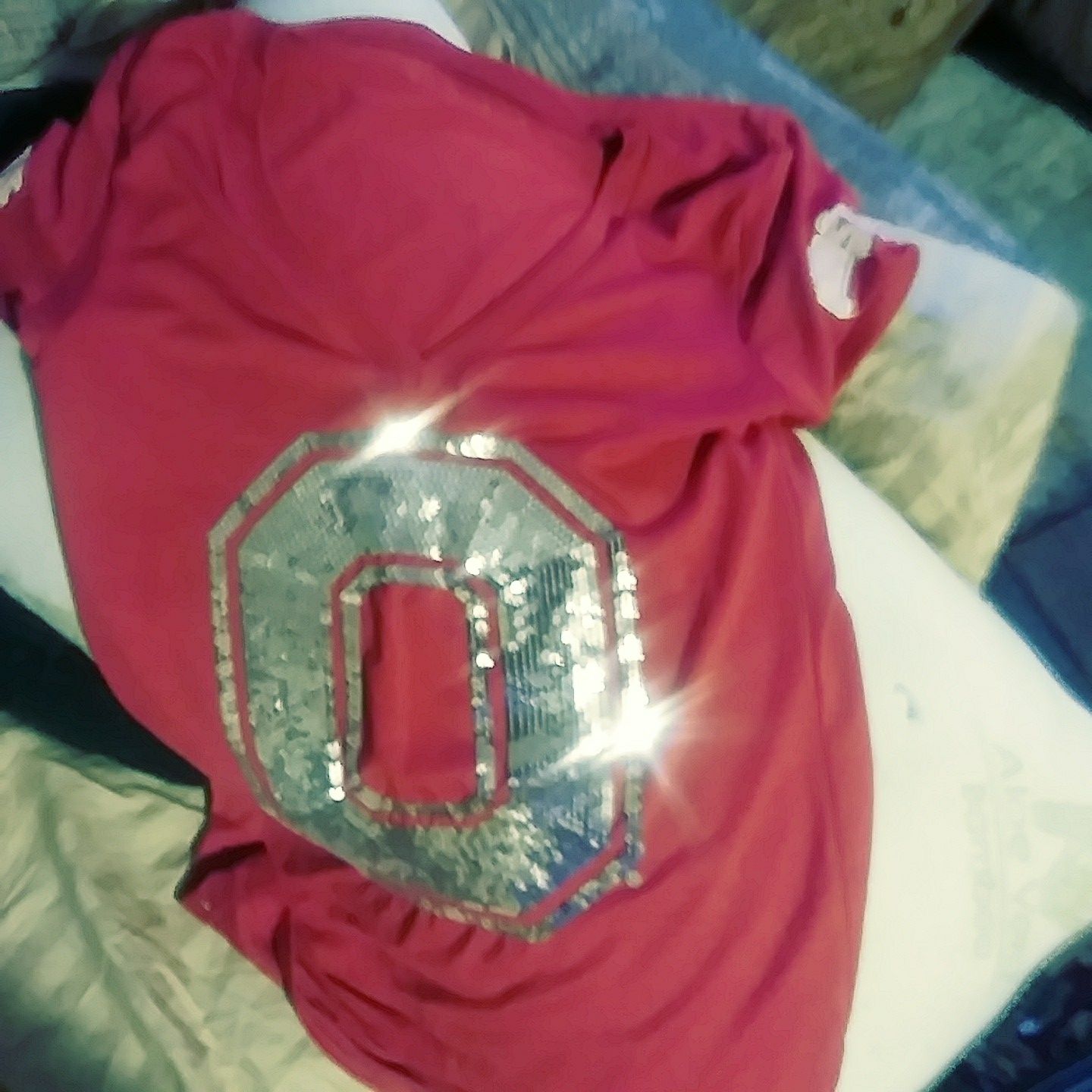 VICTORIA SECRET PINK OSU M-L SEQUINS SHIRT 12.00