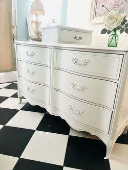 French Provincial White Painted Dresser