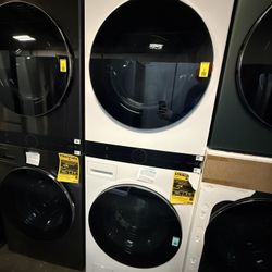 🚨🫧 LG - 4.5 Cu. Ft. HE Smart Front Load Washer and 7.4 Cu. Ft. Electric Dryer WashTower with Steam and Built-In Intelligence - White 