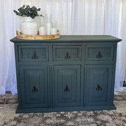 💚 green buffet sideboard server display cabinet boho farmhouse shelves bookshelf hall kitchen hutch