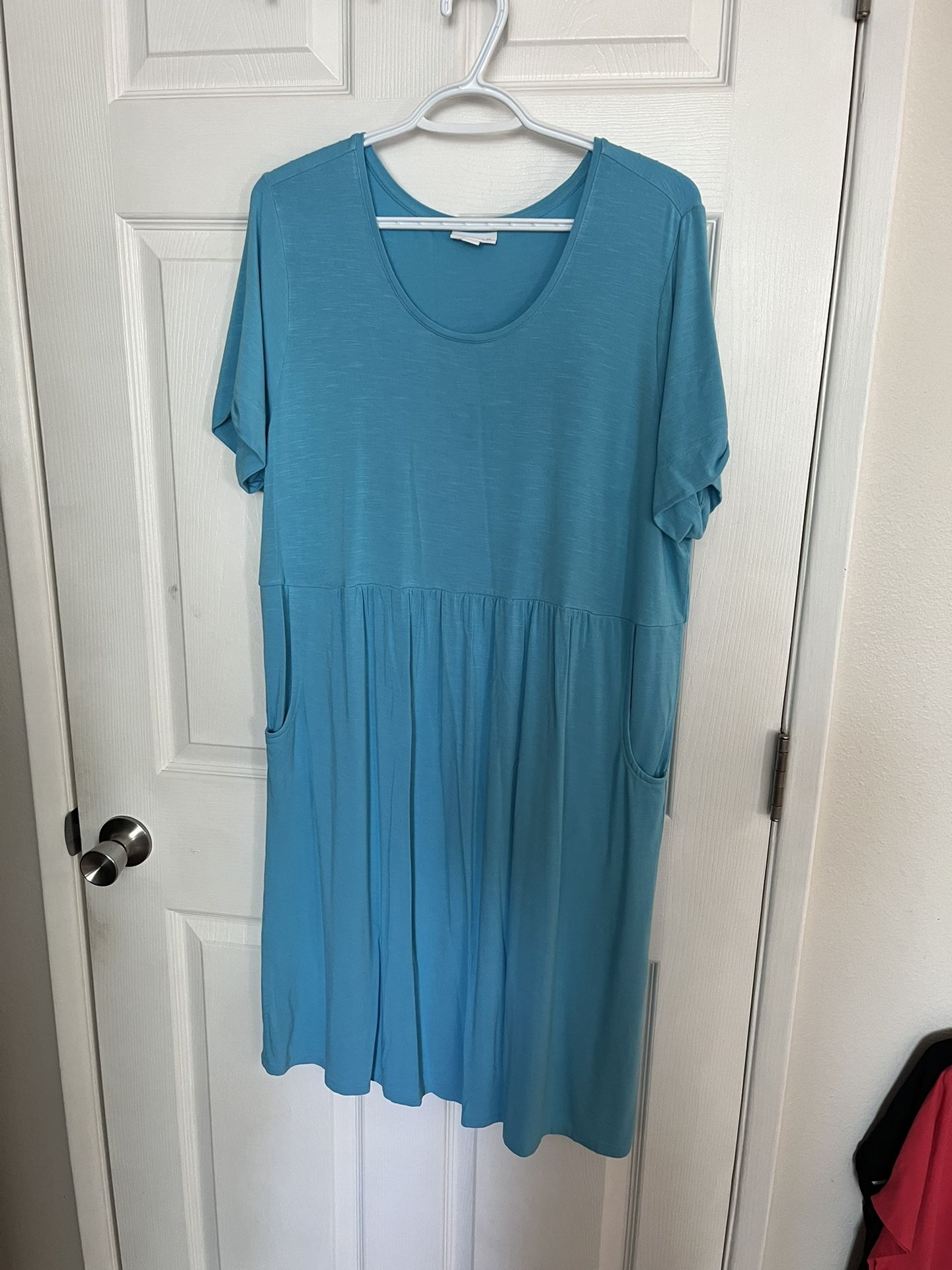 J Jill women’s dress size large sky blue pockets soft cozy dress
