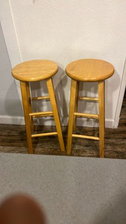 2 Light Solid Wood Barstools