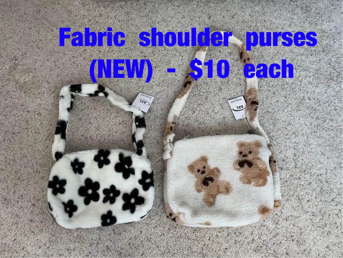 Fabric shoulder purses (NEW) - $10 each