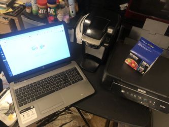 Touch screen computer + keurig coffee maker + printer with ink