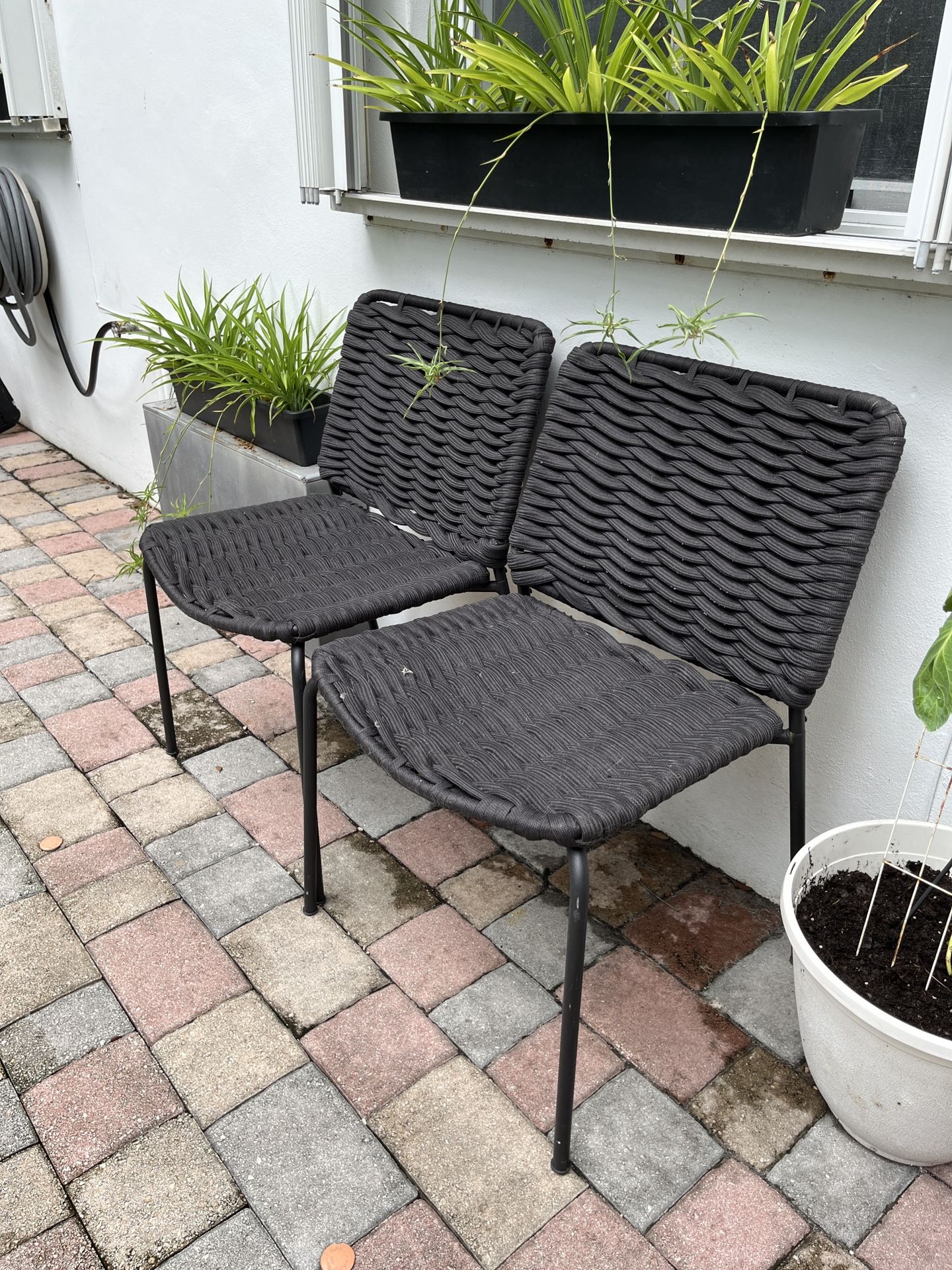 Ikea TEGELÖN Indoor Outdoor Woven Dining Chair Set of 2