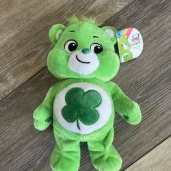  10" Plush Care Bear, Green Good Luck Bear with Shamrock, NEW