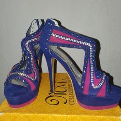 Blue/Pink Diamond Heels