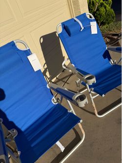 SUNNYFEEL High Back Beach Chair with Cup Holder Both for $120