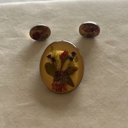 925 Vintage Brooch And Pendant With Earrings 
