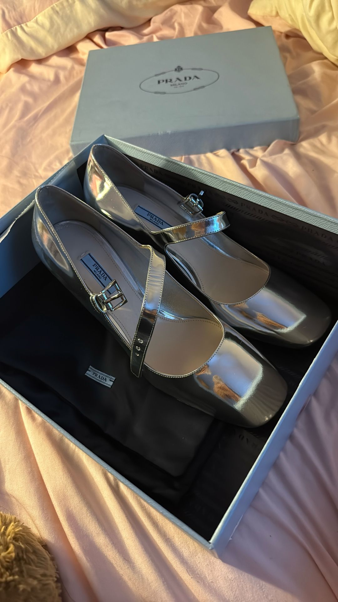Prada Silver Heels – Worn Once – Size 10 – $350