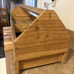 LARGE WOODEN TOOL BOX..