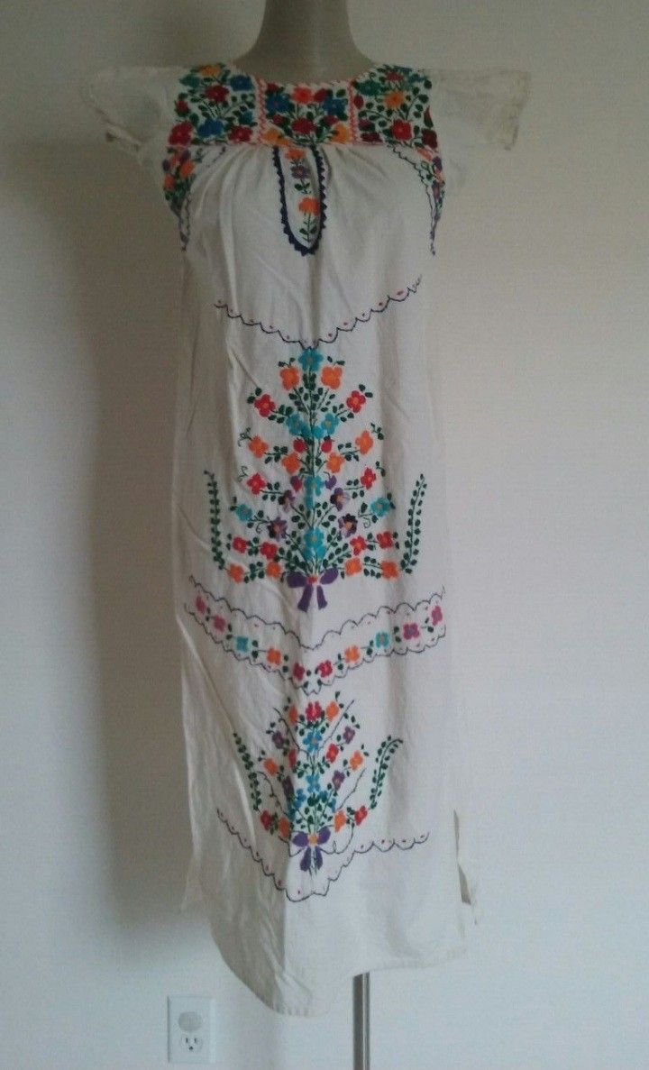 Authentic Mexican Floral Embroidered Long Maxi Dress