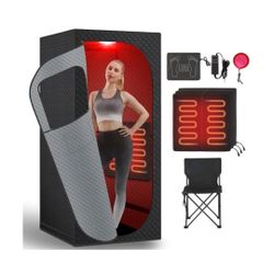 Far Infrared Sauna Box with Red Light Therapy, Portable Dry Sauna for Relaxat...