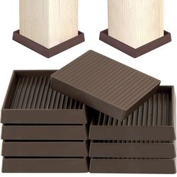 Furniture Pads Rubber Furniture Caster Cups, Anti-Sliding Bed Stopper Floor Protectors with Grip, 3x3 Square Non Slip Furniture Pads - Protect Any Flo