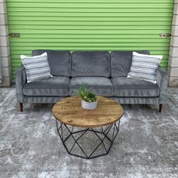 *Free Delivery* Velvet Gray Modern Living Spaces Couch Sofa