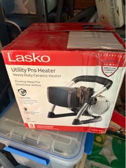 Lasko 1500W Electric Pivoting Utility Ceramic Space Heater with Thermostat, 5919, Black