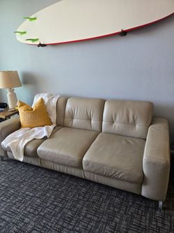 Used Natuzzi Editions leather sleeper sofa, beige $200/Obo, located in Oceanside