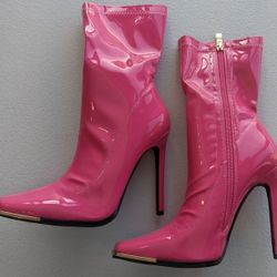 Women's High Heels Boots Color Rose Red Pink Size 6 New