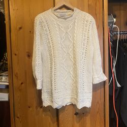 Karen Scott Hand Knit Sweater – Cream Cable Knit 