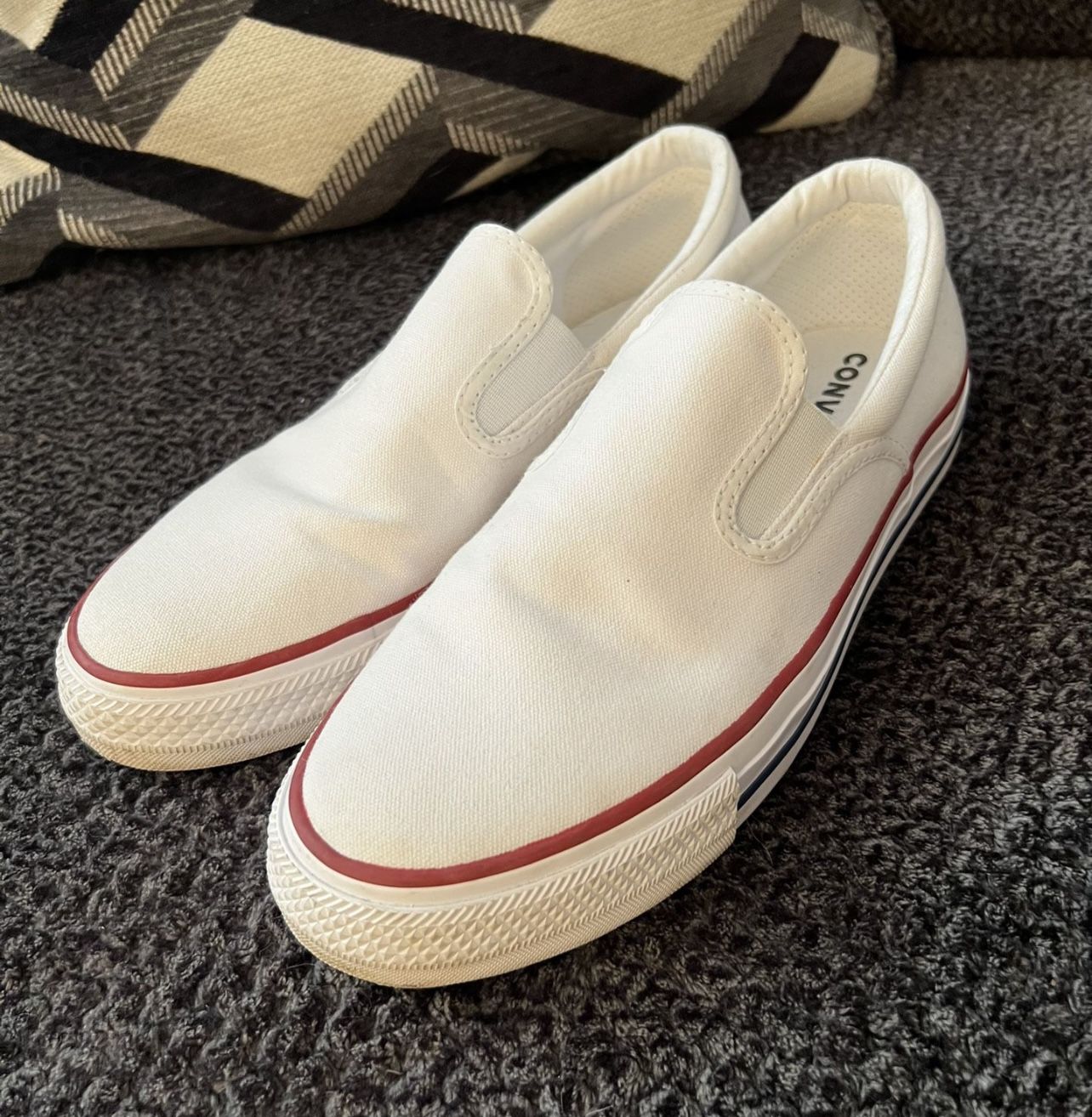 White Converse Slip Ons