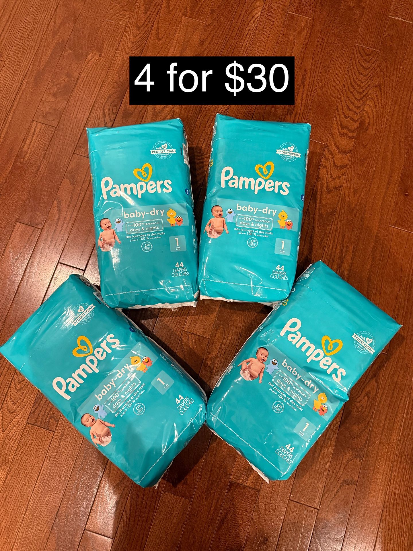 Pampers baby-dry size1 4 for $30
