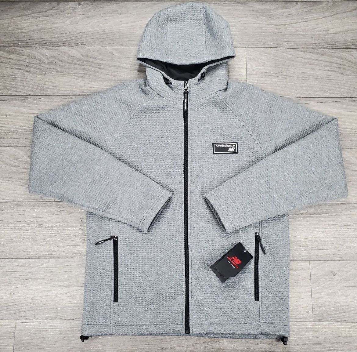 New Balance Poly Knit Zip Up Jacket in Heather Gray Size Medium