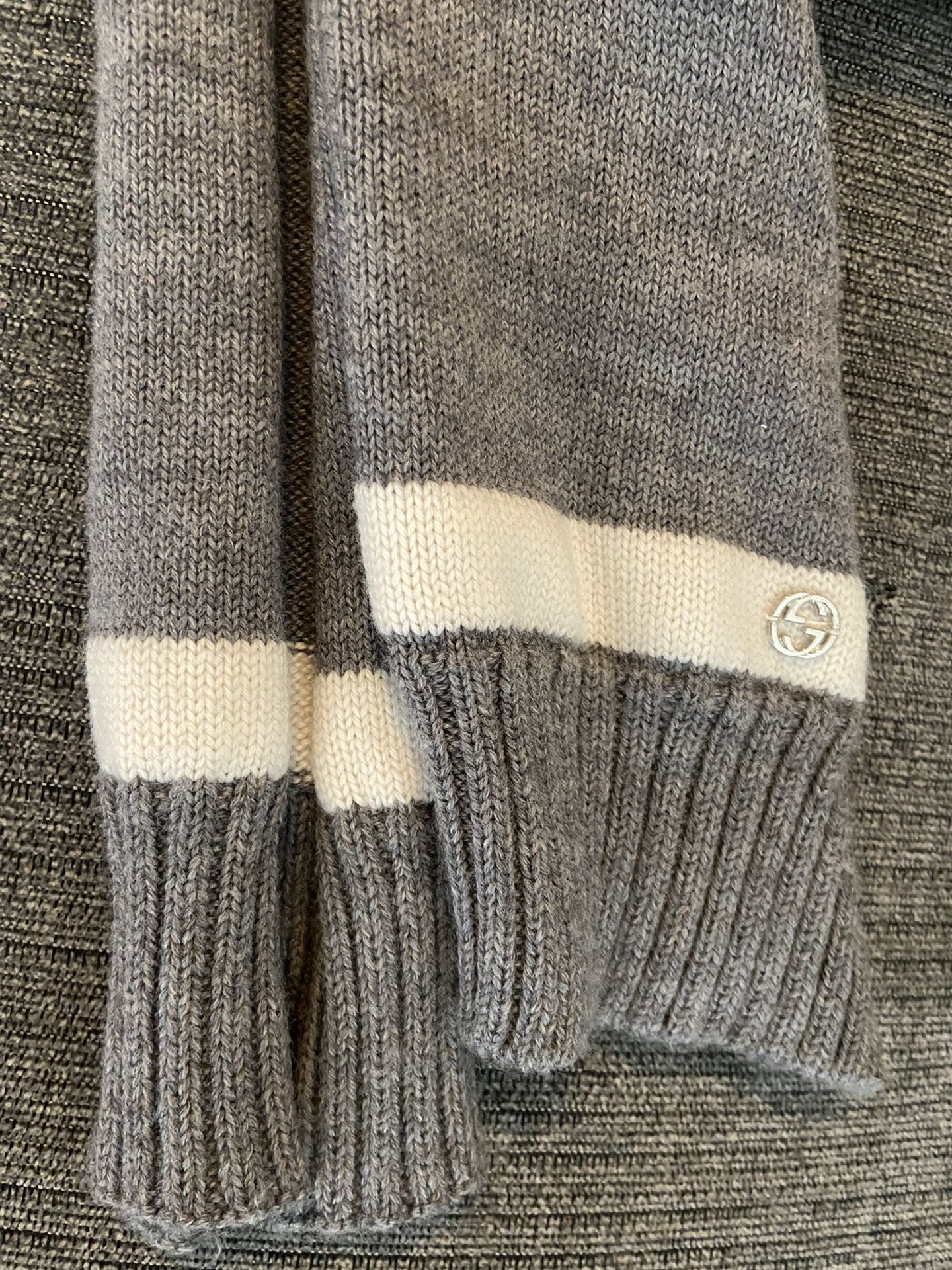 Grey and White Gucci Scarf 