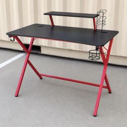 New In Box 43x24x30 Inch Tall Carbon Fiber Pattern Gaming Gamer Office Computer Desk Table With Removable Monitor Stand 