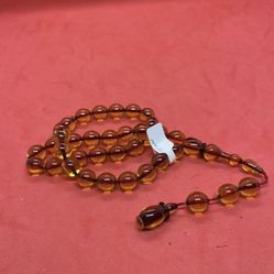 33 Beads Prayer Rosary Tasbah Yellow/red Fire Amber Ottoman Style 12x11mm