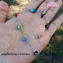 Tobilleras De Plata Con Cristal 