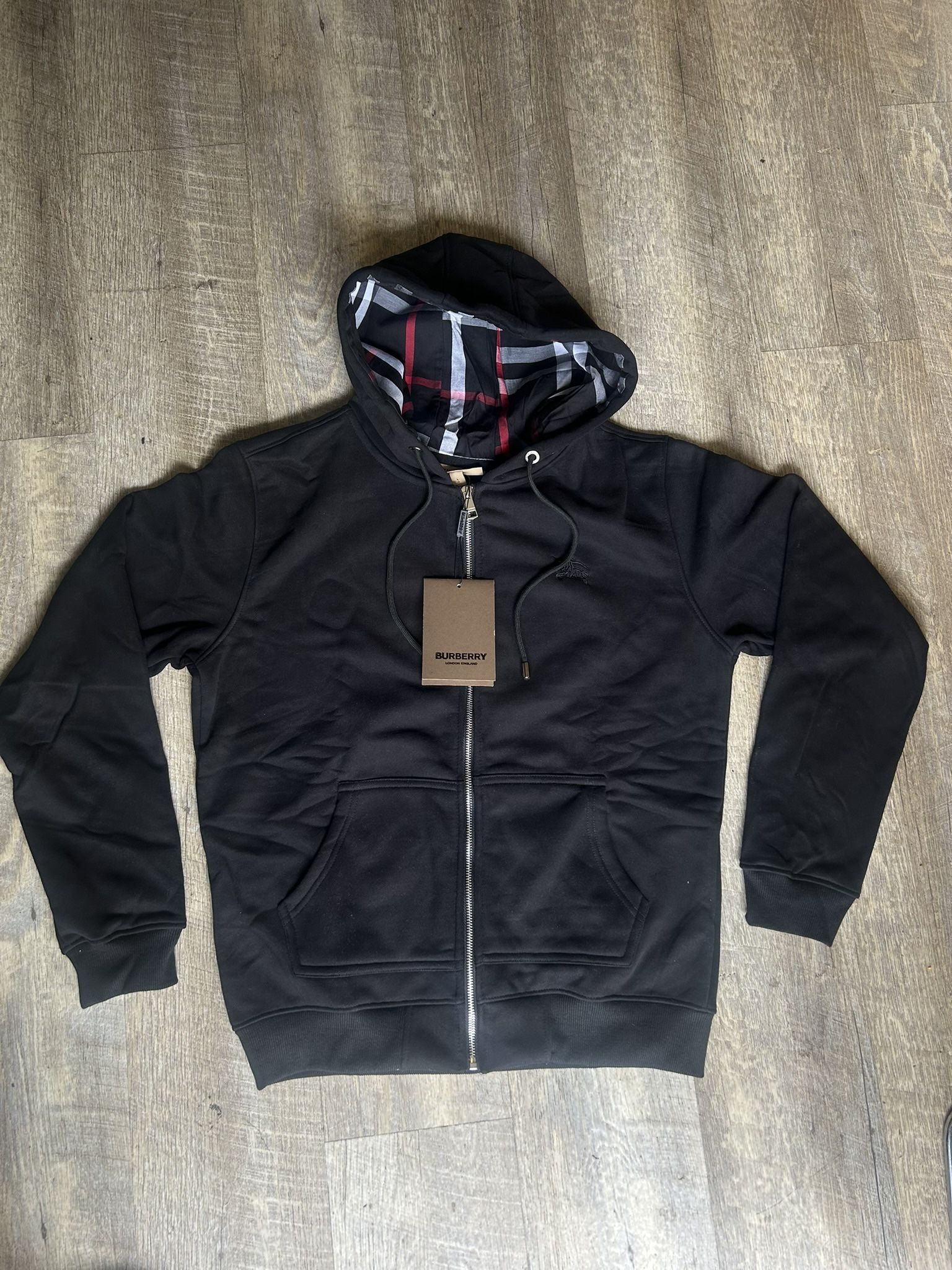 Black Burberry Zip-Up Hoodie Men’s Size Medium