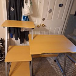 Desk With Wheels & Side Shelves-$45.00