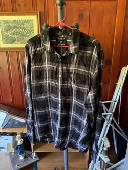 Guess Los Angeles Plaid Button-Up Shirt Large