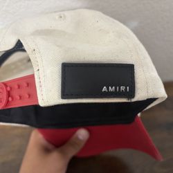 Red And Creme Amiri Trucker Hat 