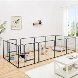 Black 12 Panels Metal Dog Playpen, 0.59" L X 32" W X 32" H