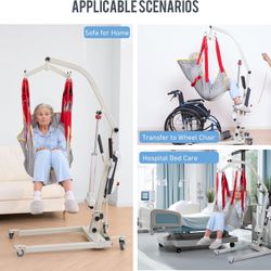 Electric Patient Lift, Medical Transfer Lifts for Seniors with Sling, Sit to Stand Lift for Elderly, Full Body Transfer Lift Chairs for Bed, Car, Whee