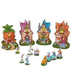 Disney Spring Village Lights Music, 13-Piece Set Easter Mickey Mouse Minnie Brand New 
