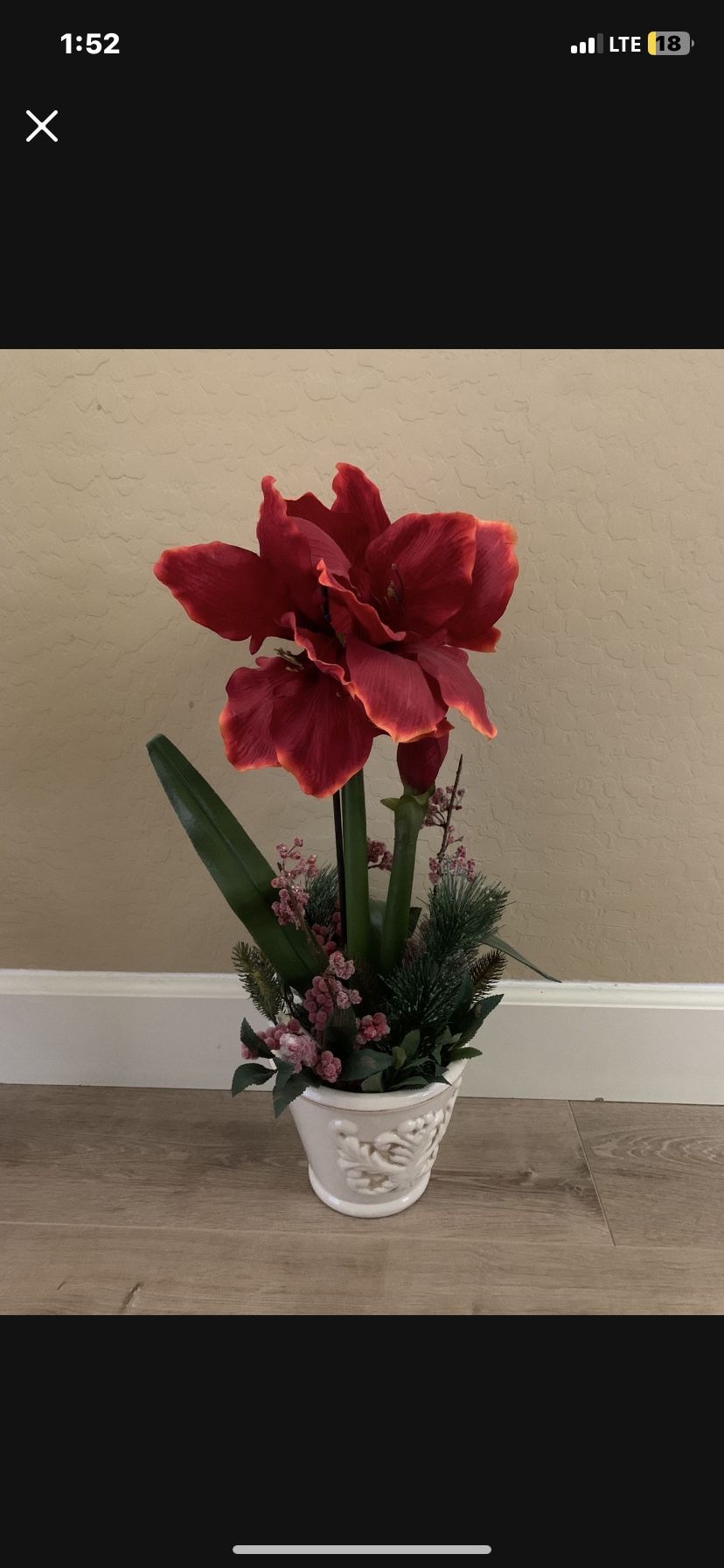 Unique Pot With Silk Flowers