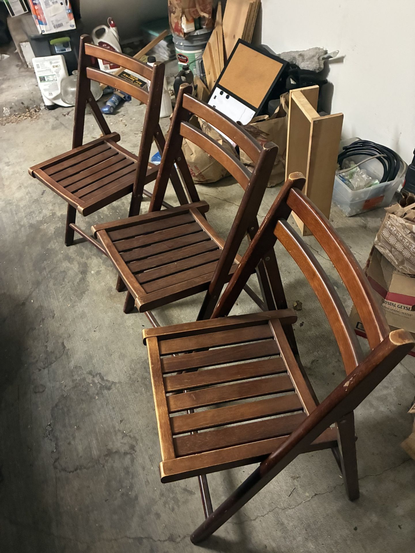 Three Wooden Folding Chairs