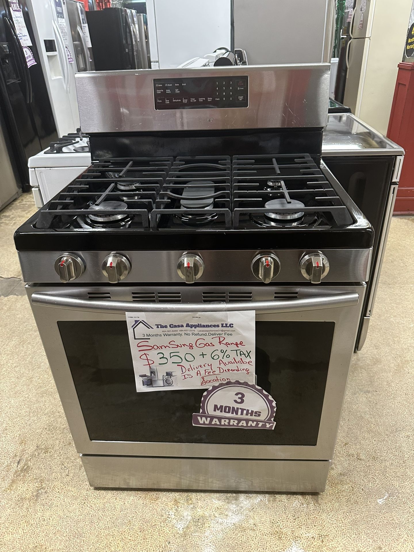 Samsung gas Range $350 3 months Warranty Deliver Available
