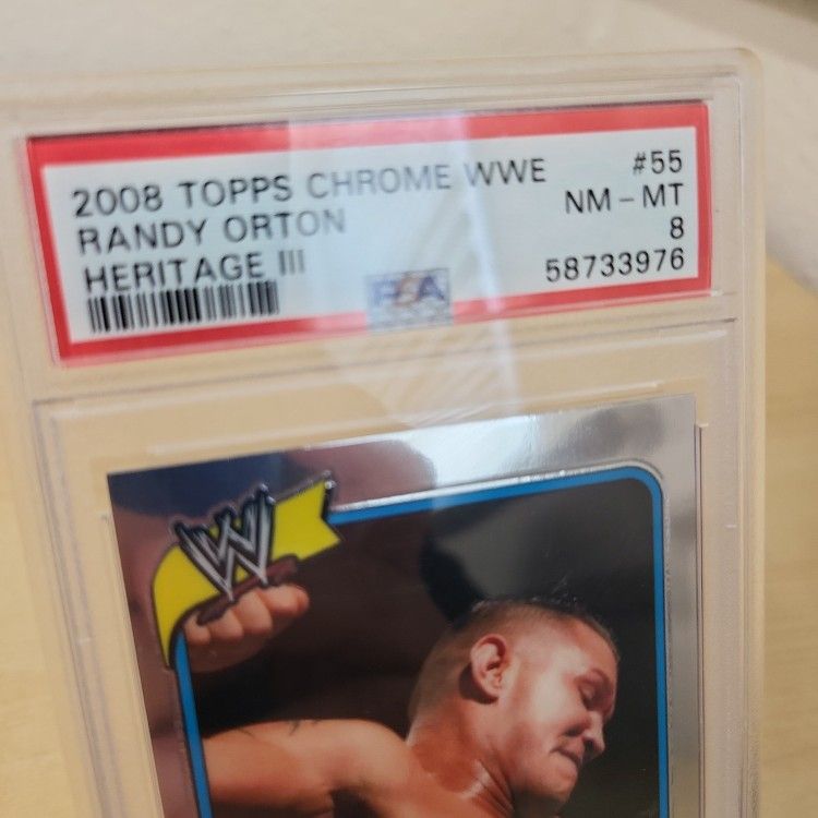 2008 good Topps Chrome WWE Heritage III Randy Orton PSA 8