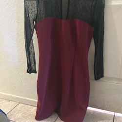 Red Dress With Black Sleeves