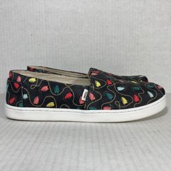 TOMS Belmont Christmas Lights Holiday Season Slip-On Shoes Kids Youth Sz 3 NEW NWT