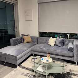 Crystal Blue Sectional Sofa 