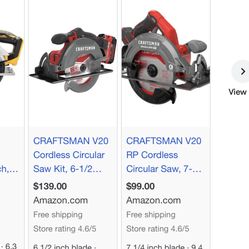CRAFTSMAN V20 RP Cordless Circular Saw, 7-1/4 inch, Bare Tool Only (CMCS551B)