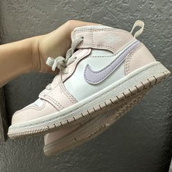 Toddler's Jordan 1 Mid Pink Wash/Violet Frost-White