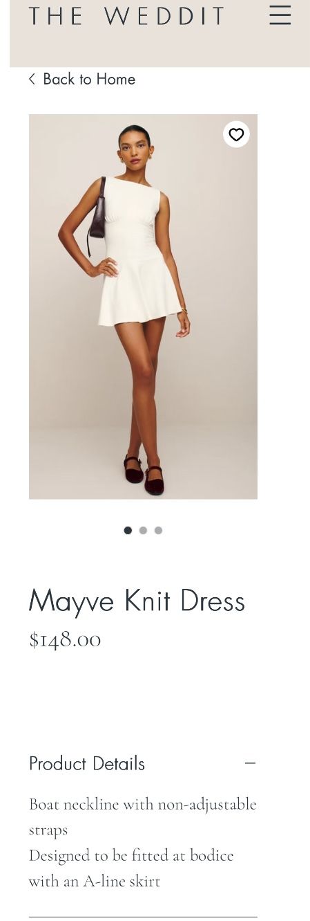 NWT Reformation Women's M Mayve Knit Dress White Fior Di Latte NEW size M